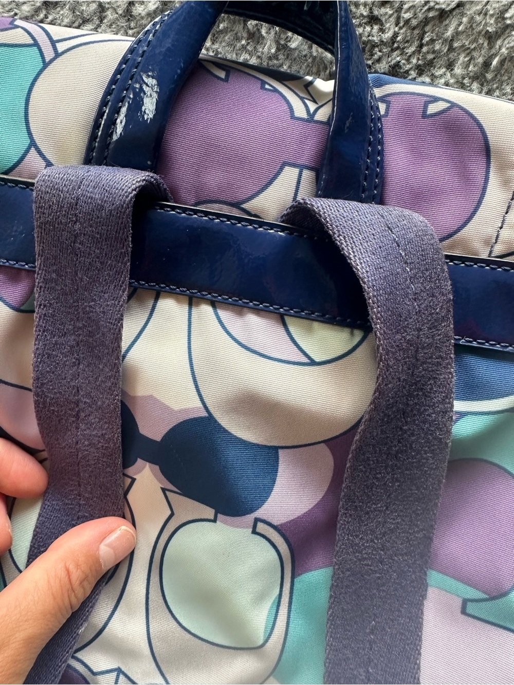 Coach Nylon Backpack in Purple, Teal & Navy Signature Print - Picture 5 of 8